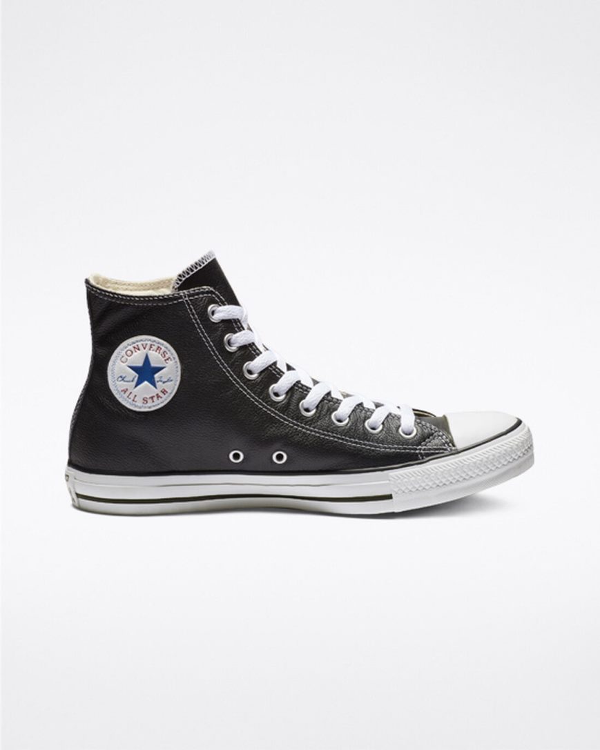 Zapatillas Altas Converse Chuck Taylor All Star Cuero Hombre Negras | PE EW752P